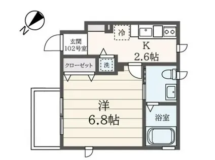 コンフォール駒沢(1K/1階)の間取り写真