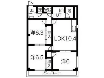 ブラウンハウス(3LDK/4階)の間取り写真