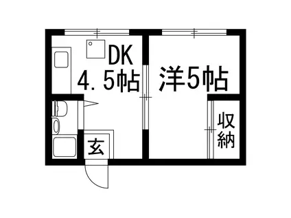 共栄ビル(1DK/3階)の間取り写真
