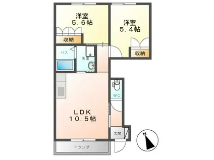 SKY HAWK(2LDK/1階)の間取り写真