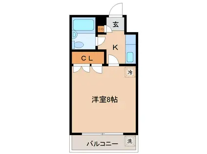 イーグルハイツ宮千代(1K/4階)の間取り写真