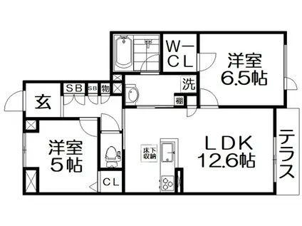 SHAMAISON畷(2LDK/1階)の間取り写真