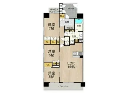 フロンティアタワー日本橋(3LDK/6階)の間取り写真