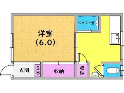 Mハイツ(1K/2階)の間取り写真