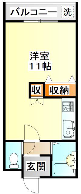 OAビル(1DK/3階)の間取り写真