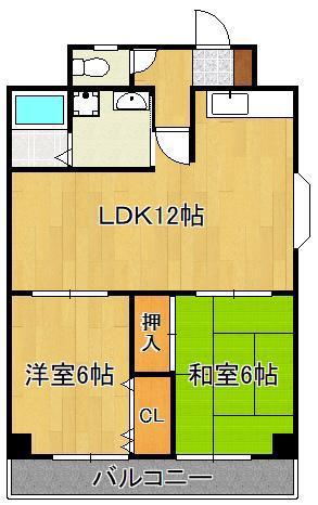 リリーフ浅川I(2LDK/5階)の間取り写真