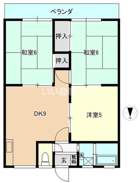 ドルフィン春日(3DK/4階)の間取り写真