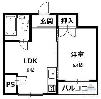 シーアイマンション福山(1LDK/2階)の間取り写真