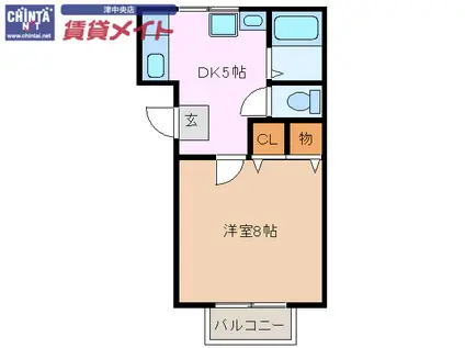 ハイツもみの木 A棟(1DK/2階)の間取り写真