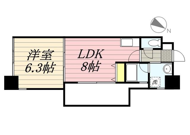 リード中央町(1LDK/5階)の間取り写真