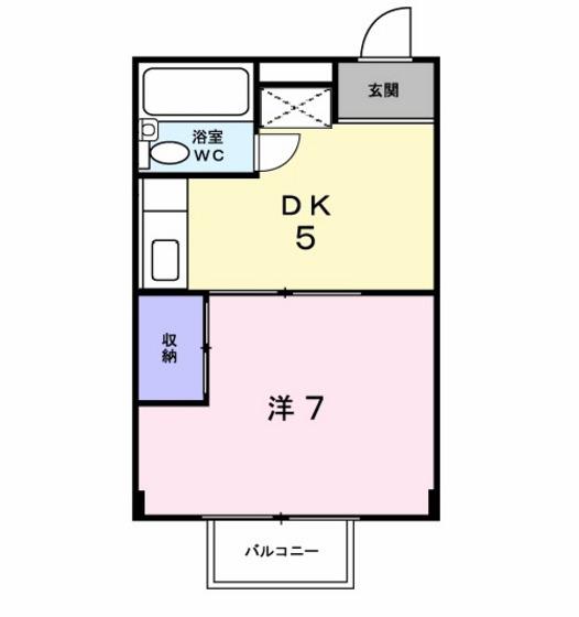 シティハイツ朝間B(1DK/2階)の間取り写真