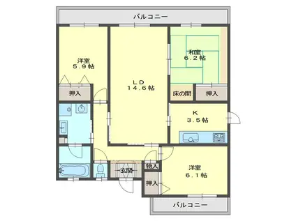 VIVELLE彦根城町(3LDK/2階)の間取り写真