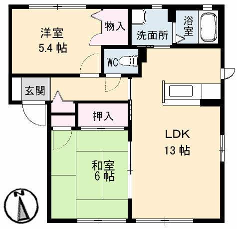 グリーンコート(2LDK/1階)の間取り写真