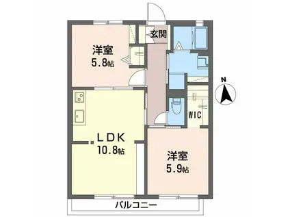 メゾン福田 C棟(2LDK/2階)の間取り写真