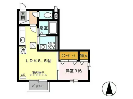 シャルムハウスひかり(1LDK/1階)の間取り写真