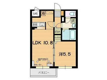 クライン・ファルケ(1LDK/2階)の間取り写真