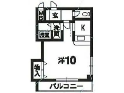 ルミエール北島(1K/1階)の間取り写真