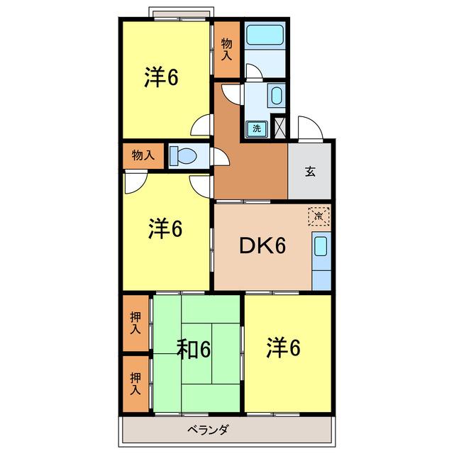 サンパーク森(4DK/1階)の間取り写真