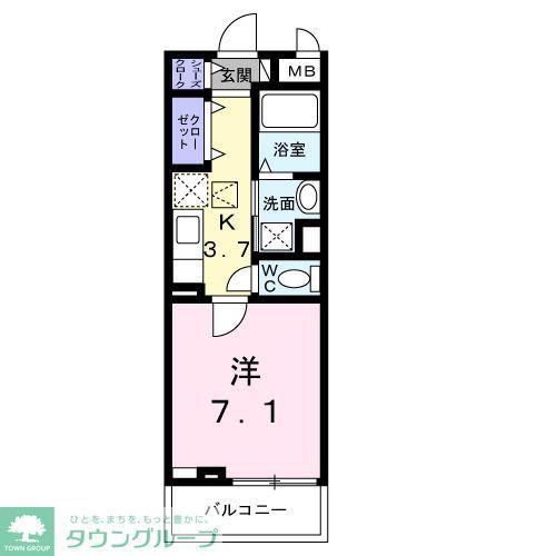 ニューインサイド(1K/3階)の間取り写真