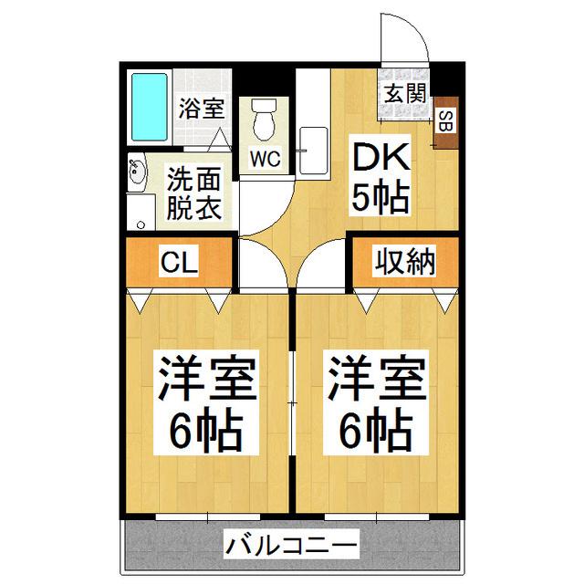 スペースシャトル(2DK/3階)の間取り写真