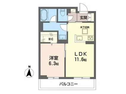 サンフェリーチェII(1LDK/1階)の間取り写真