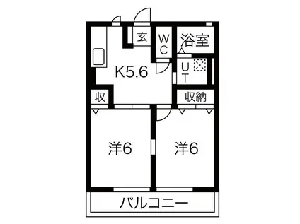 アドバンスハイムB(2K/1階)の間取り写真