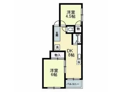 ハイツ富士(2LDK/2階)の間取り写真