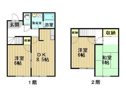 ガーデンタウンフェリシアA(3DK/1階)の間取り写真