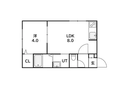 ラフィーネ西町北(1LDK/4階)の間取り写真