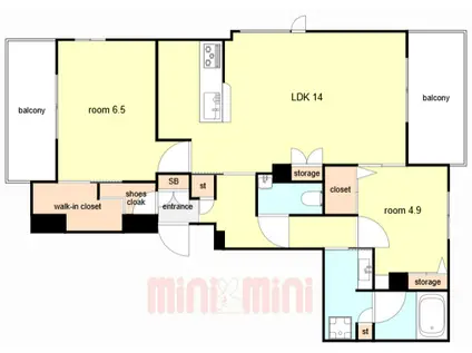 グランメゾン本山(2LDK/4階)の間取り写真
