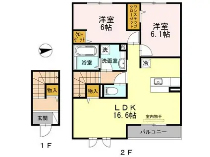 エスポアール フジタ(2LDK/2階)の間取り写真