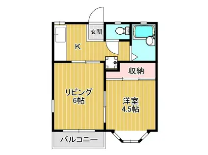 コーポラスしずII(2K/1階)の間取り写真