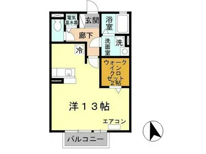 プランドール今在家 A棟(ワンルーム/2階)の間取り写真