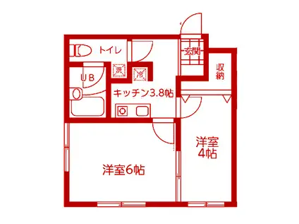土筆荘(2K/2階)の間取り写真