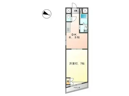 グレースコート(1DK/3階)の間取り写真