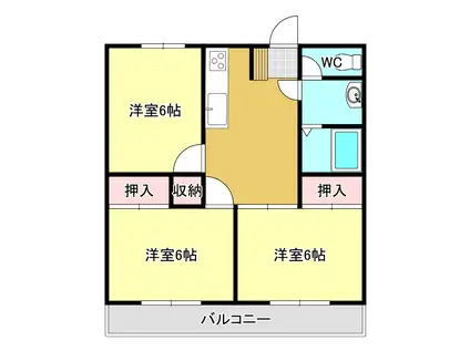 南湖ウイングC(3DK/2階)の間取り写真