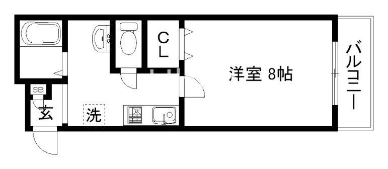 ティムール九条(1K/5階)の間取り写真