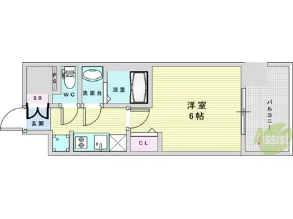 アドバンス大阪ビヤン(1K/6階)の間取り写真