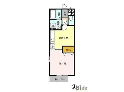 スカイパレス(1DK/2階)の間取り写真