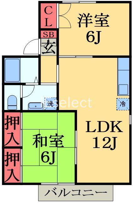 ビュークレスト(2LDK/2階)の間取り写真