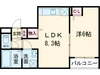 メゾンみけ(1LDK/1階)の間取り写真