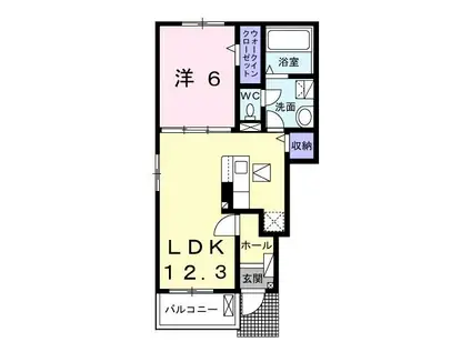 タートルヒルズ5TH(1LDK/1階)の間取り写真