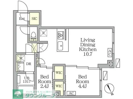 アジールコート後楽園(2LDK/1階)の間取り写真