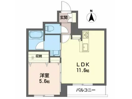 アンビシア赤木(1LDK/2階)の間取り写真