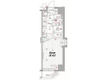 ガーラ・ヒルズ赤坂(1K/8階)の間取り写真