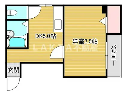 プライブ波除(1DK/6階)の間取り写真