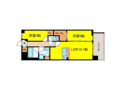 スプランディッド(2LDK/2階)の間取り写真