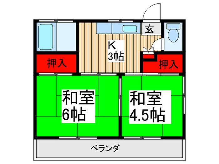 富士コーポ(2K/2階)の間取り写真