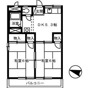コーポ藤元(2DK/2階)の間取り写真