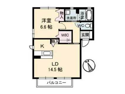 ダンデライオン C・D棟(1LDK/2階)の間取り写真